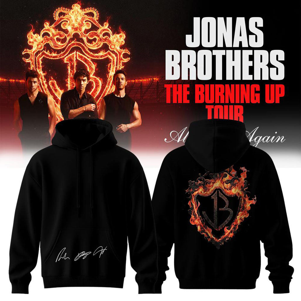 Jonas Brothers Merch The Burning Up Tour All Over Again 2026 Hoodie Black Gifts For Dudes - Merchluma