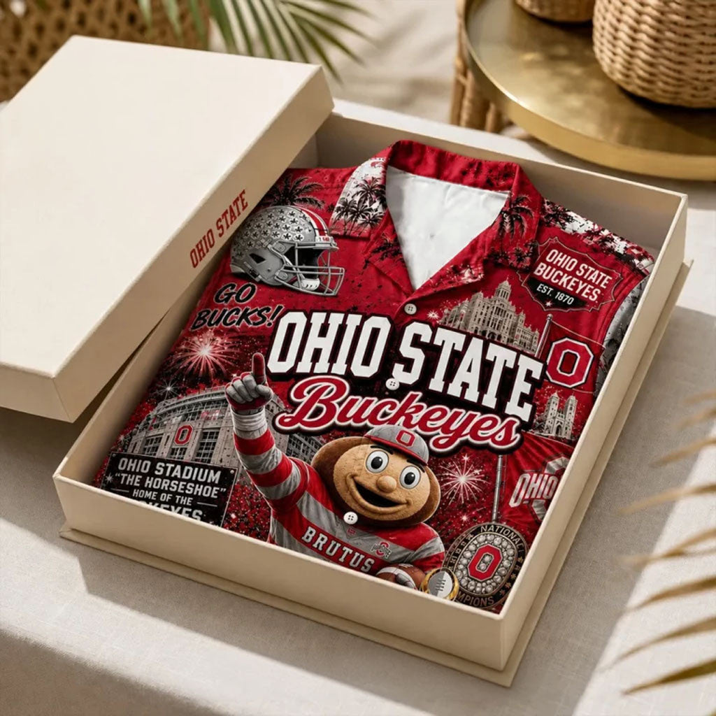 Ohio State Buckeyes Mascot Brutus Hawaiian Shirt Buckeyes Merch Football Fan Gift Ideas - Merchluma