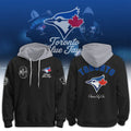 Toronto Blue Jays X OVO Black Two-Tone Hoodie Blue Jays Merch Present For Baseball Lovers - Merchluma