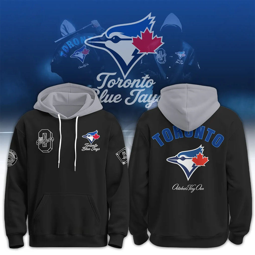 Toronto Blue Jays X OVO Black Two-Tone Hoodie Blue Jays Merch Present For Baseball Lovers - Merchluma