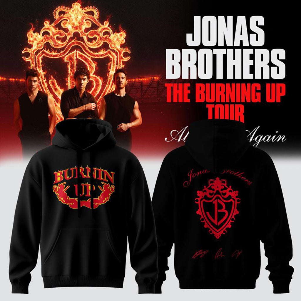 Jonas Brothers The Burning Up Tour All Over Again 2026 Hoodie Black Jonas Brothers Merch - Merchluma