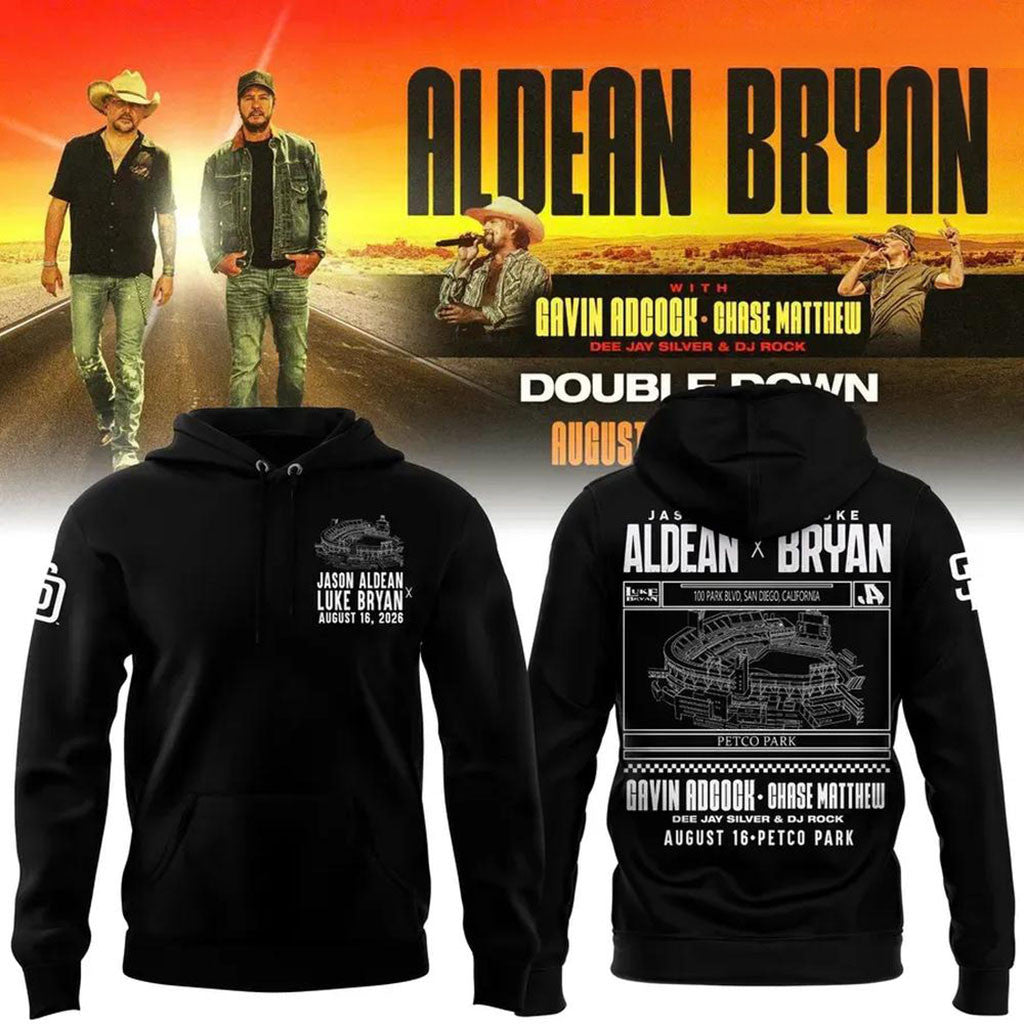 San Diego Padres x Jason Aldean Luke Bryan Double Down Tour 2026 Hoodie Padres Merch Fan Gear - Merchluma