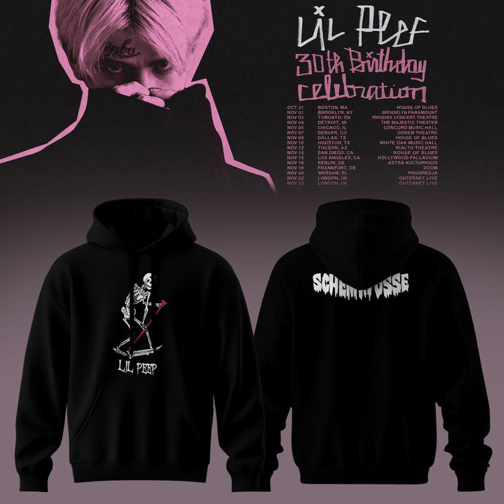 Skeleton Lil Peep 30th Birthday Celebration 2026 Tour Hoodie Black Lil Peep Merch Gifts For Fans - Merchluma