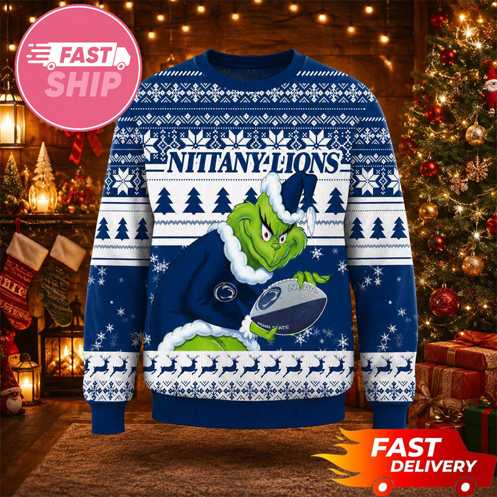 Penn State Nittany Lions Grinch Christmas Ugly Sweater Nittany Lions Merch Gifts For Fans - Merchluma