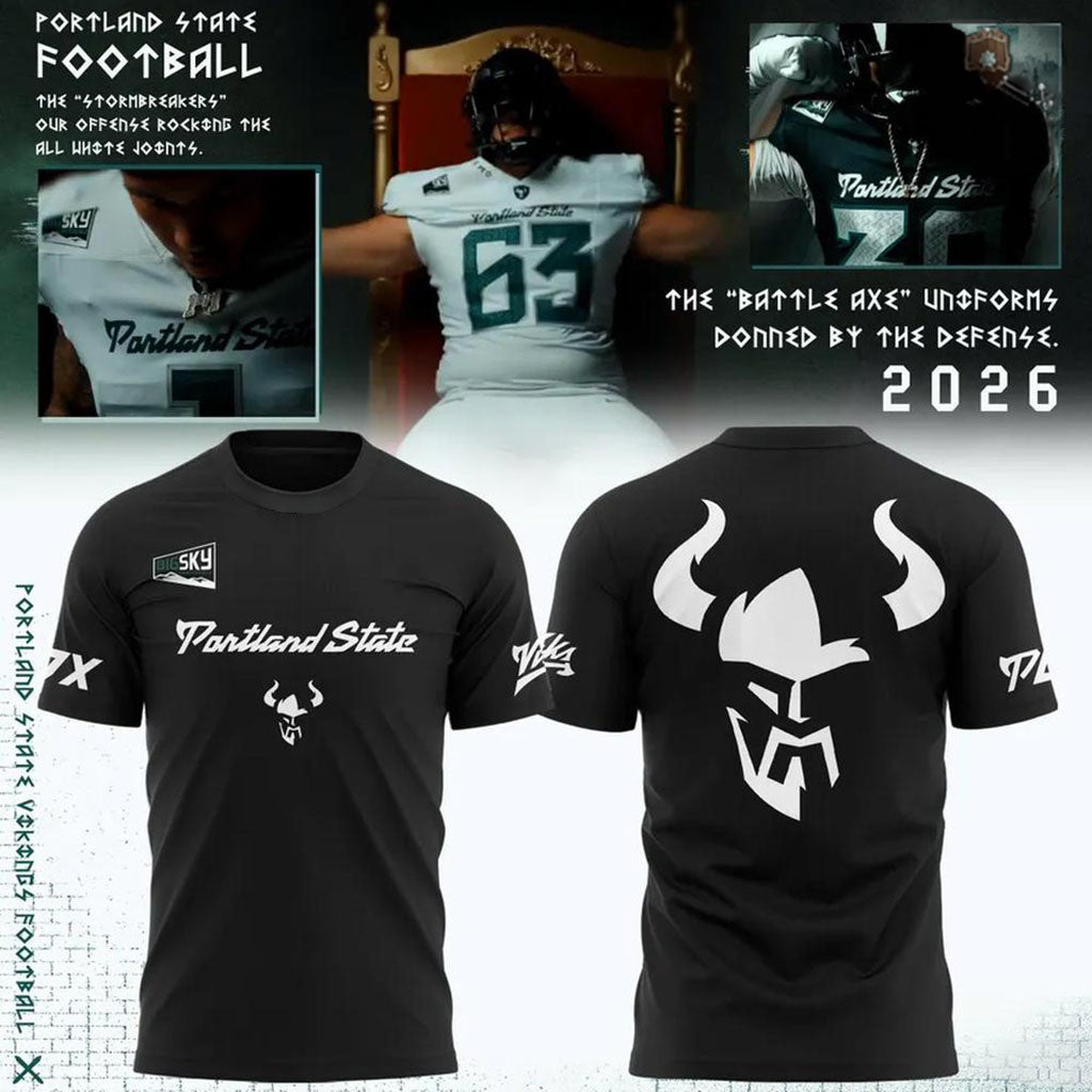 Portland State Vikings Battle Axe 2026 T-Shirt Black PS Vikings Merch Present For Brother - Merchluma