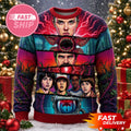 Stranger Things Merch Fights With Demogorgon In Upside Down Ugly Sweater Gifts For Christmas - Merchluma