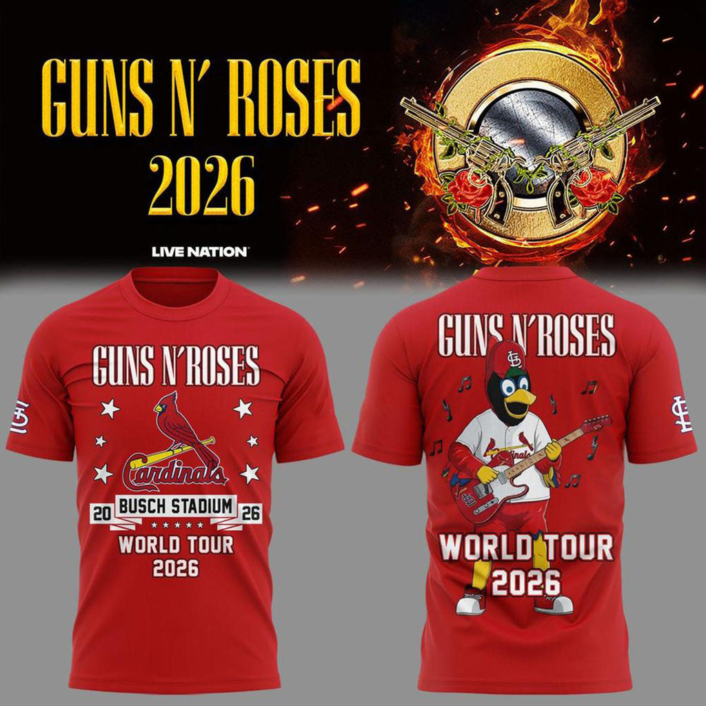 Guns N Roses x St Louis Cardinals World Tour 2026 Busch Stadium Shirt Cardinals Merchandise - Merchluma