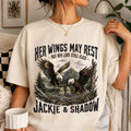 Her Wings May Rest But Her Love Still Flies Jackie And Shadow Memorial T-Shirt Gifts For Fans - Merchluma