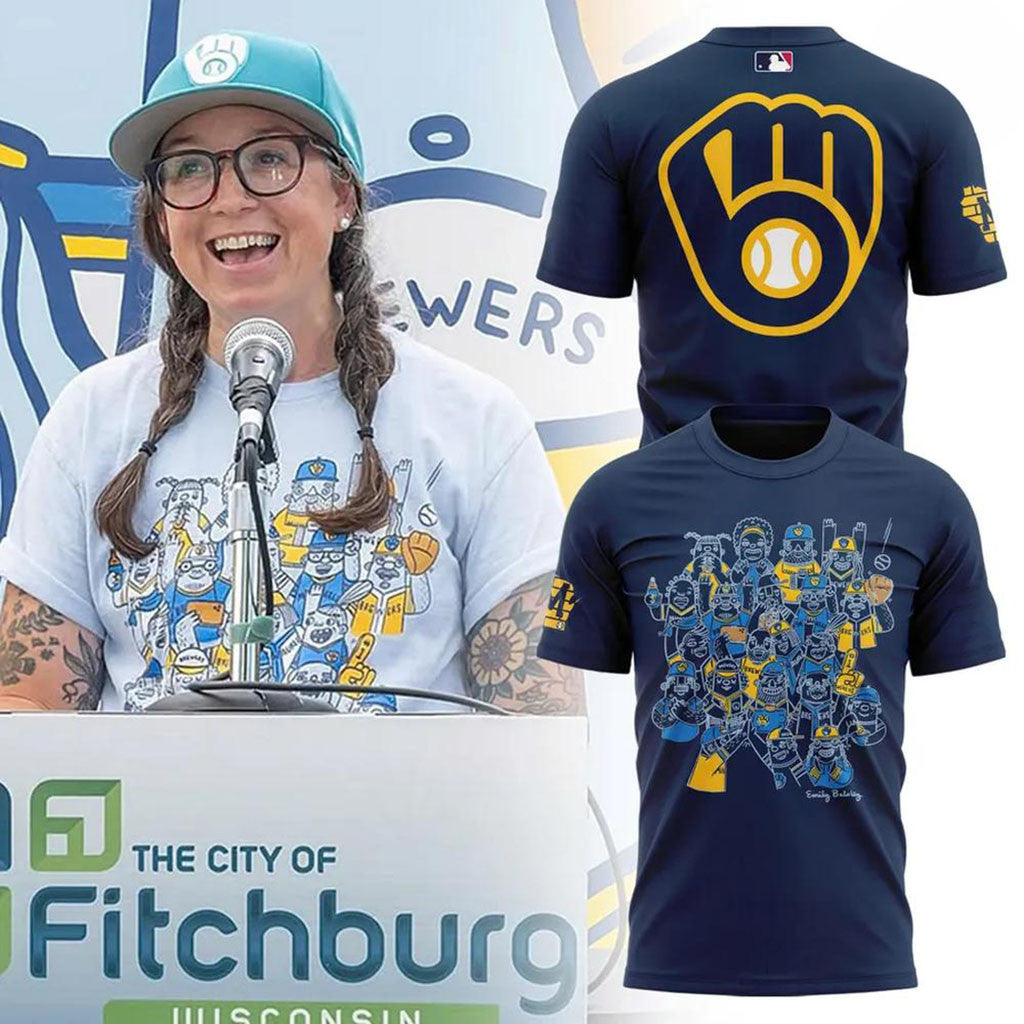 Milwaukee Brewers Ball-In-Glove T-Shirt Brewers Merch Best Gifts For Baseball Fans - Merchluma