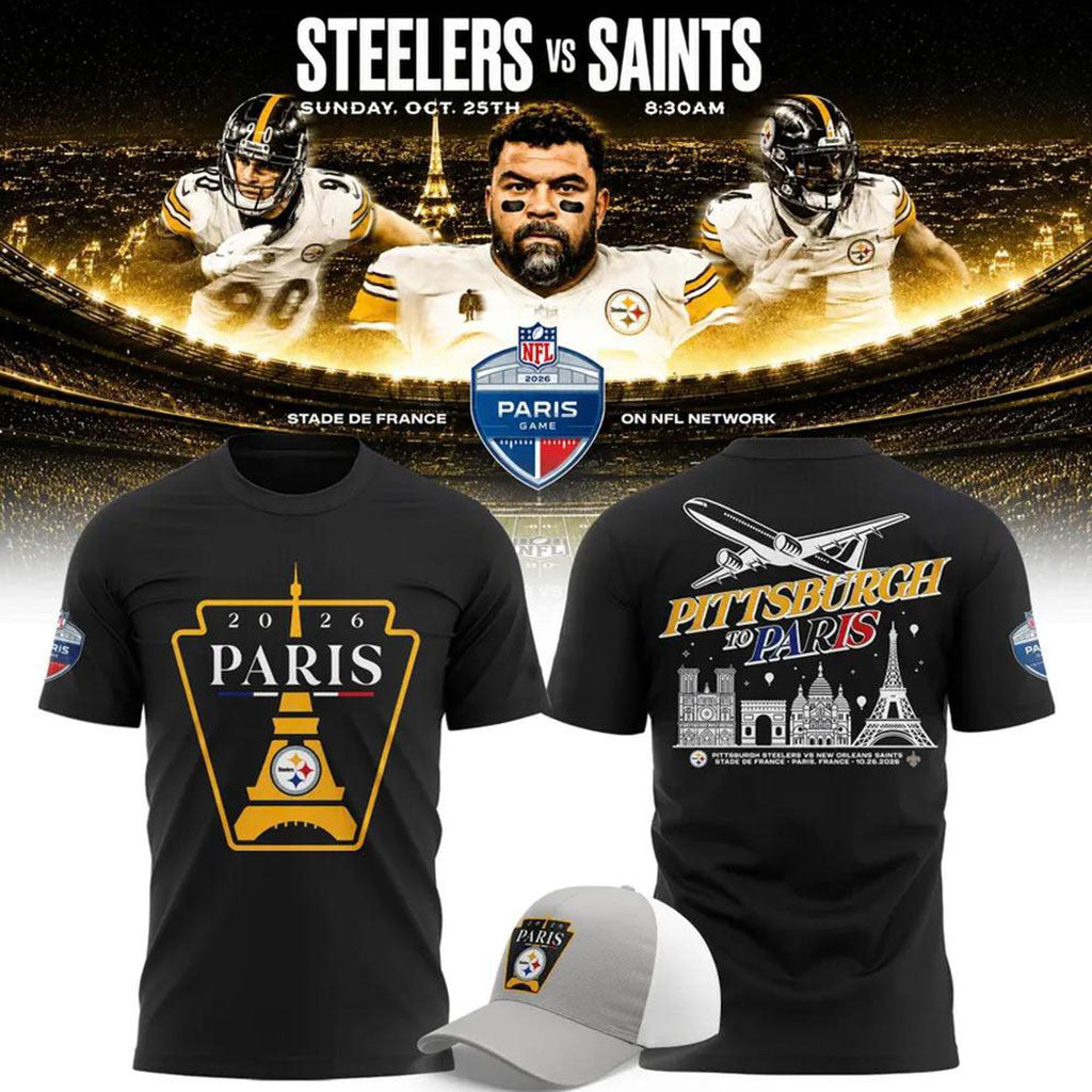 Pittsburgh Steelers 2026 Paris Game Graphic T-Shirt Steelers Merch Best Gifts For Football Fans - Merchluma