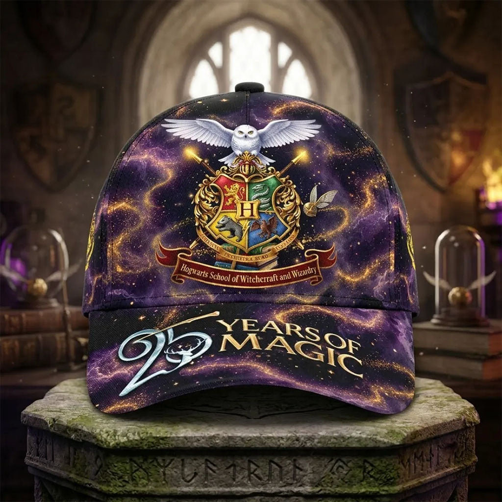 Harry Potter 25 Years of Magic Purple Galaxy Hat Thank You For The Memorial Harry Potter Merch - Merchluma