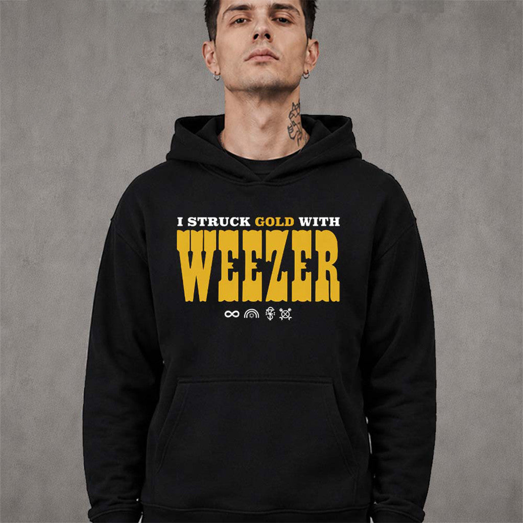 Weezer I Struck Gold With Weezer Listening Event Hoodie August 15 2026 Weezer Merch Fan Gear - Merchluma