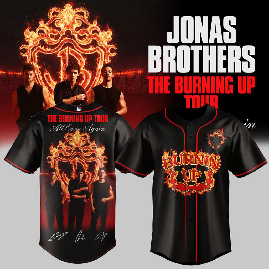 Jonas Brothers Merch The Burning Up Tour All Over Again 2026 Baseball Jersey Fan Apparel - Merchluma