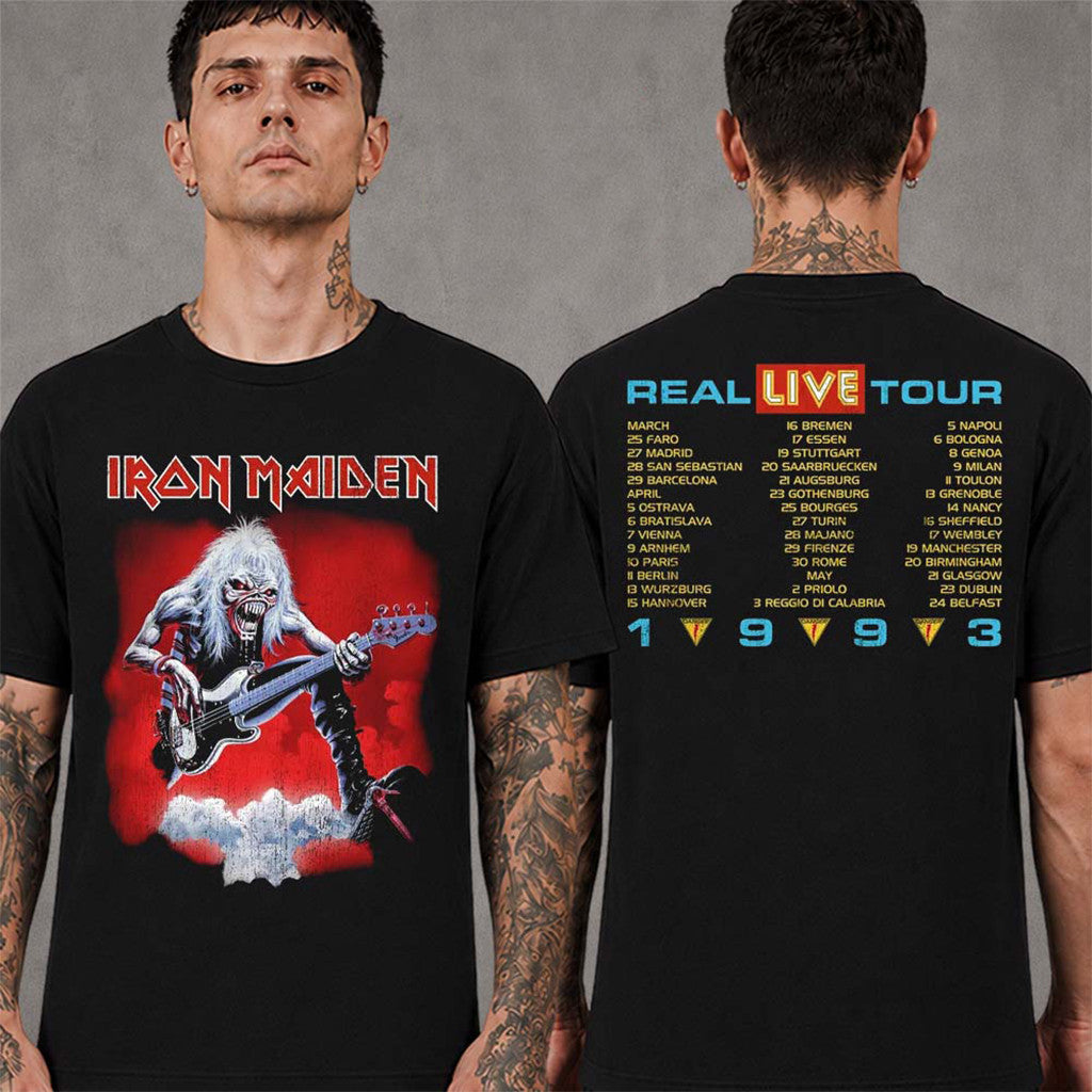 Iron Maiden Merch IM50 Anniversary Collection A Real Live Tour 1993 T-Shirt Gifts For Fans - Merchluma