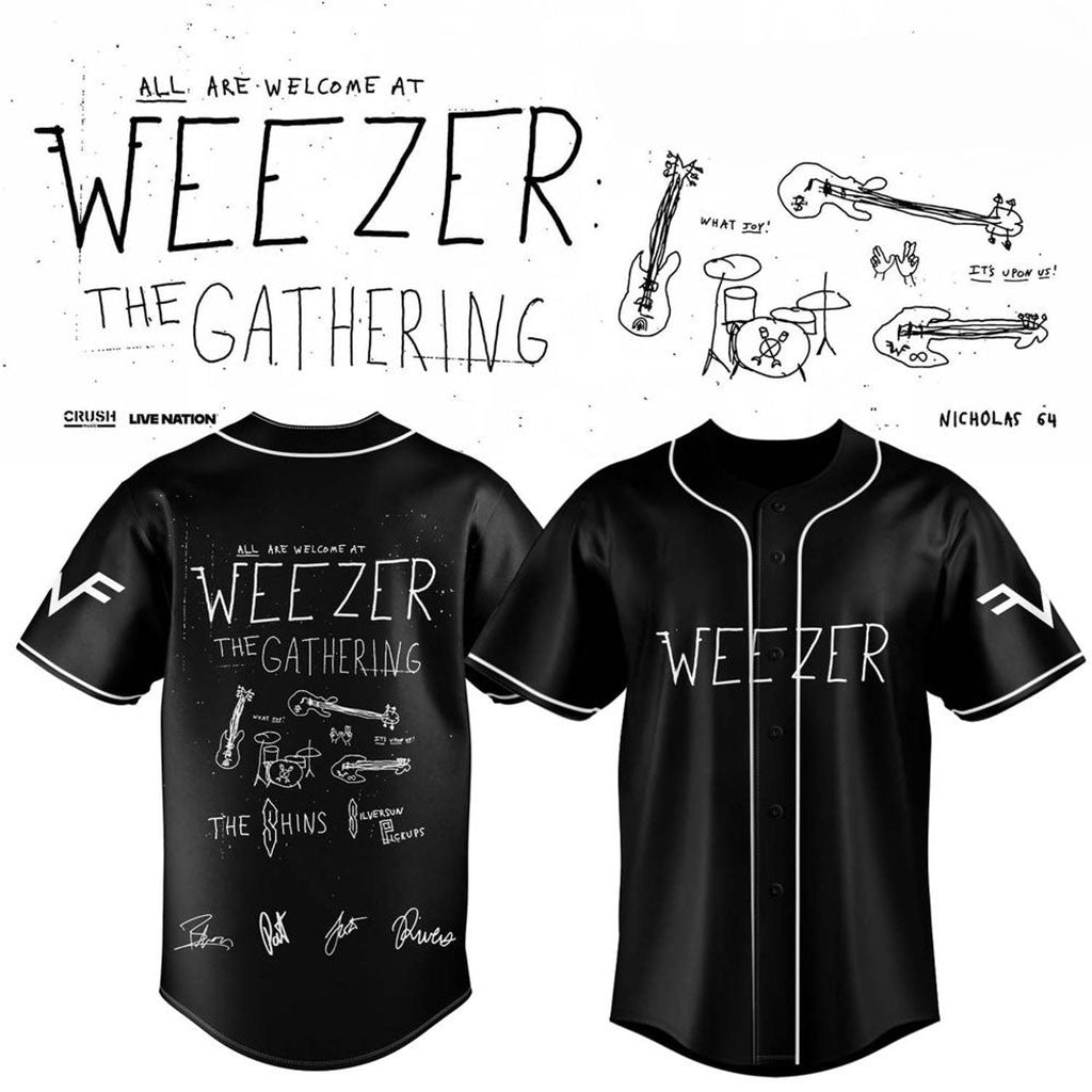 Weezer Merch The Gathering World Wide Tour 2026 Baseball Jersey Black Best Gifts For Rock Fan - Merchluma