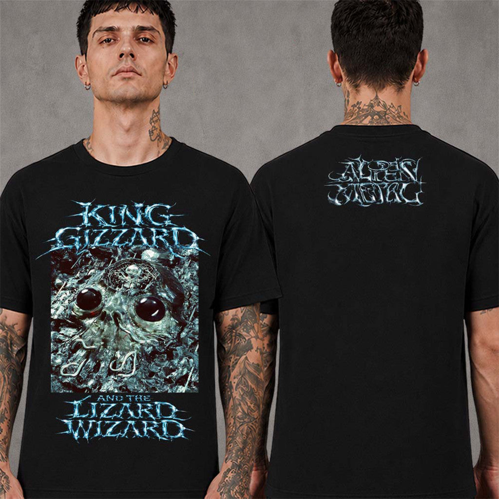 King Gizzard And The Lizard Wizard Merch Alien Metal Album Cover Art T-Shirt Gifts For Him - Merchluma
