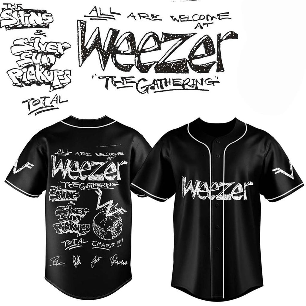 Weezer The Gathering World Wide Tour 2026 Baseball Jersey Black Weezer Merch Gifts For Rock Fan - Merchluma