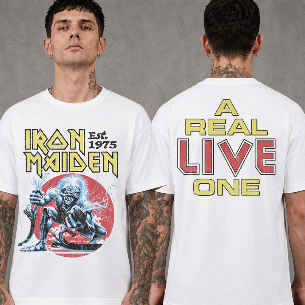 Iron Maiden IM50 Anniversary Collection A Real Live One Electric Eddie T-Shirt Iron Maiden Merch - Merchluma