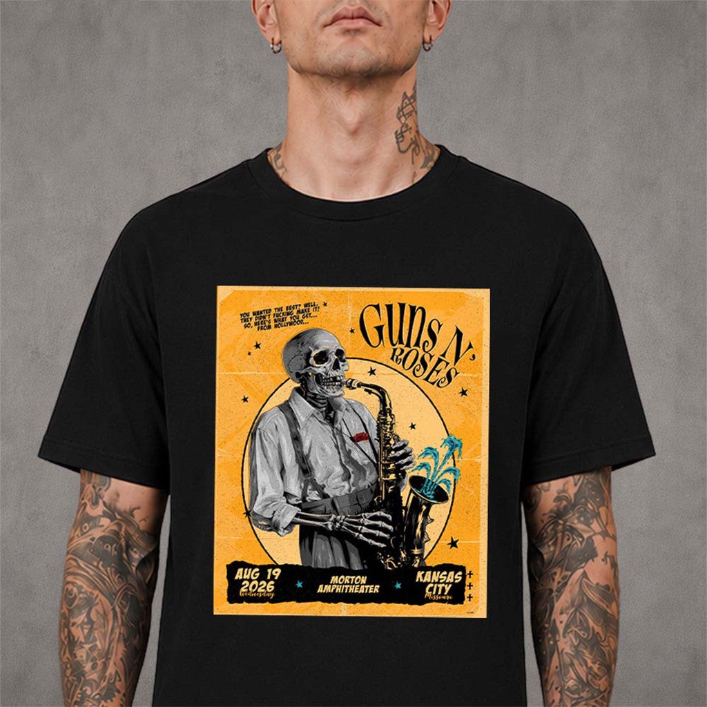 Guns N Roses Merch Kansas City 2026 Live At Morton Amphitheater Missouri August 19 Shirt - Merchluma