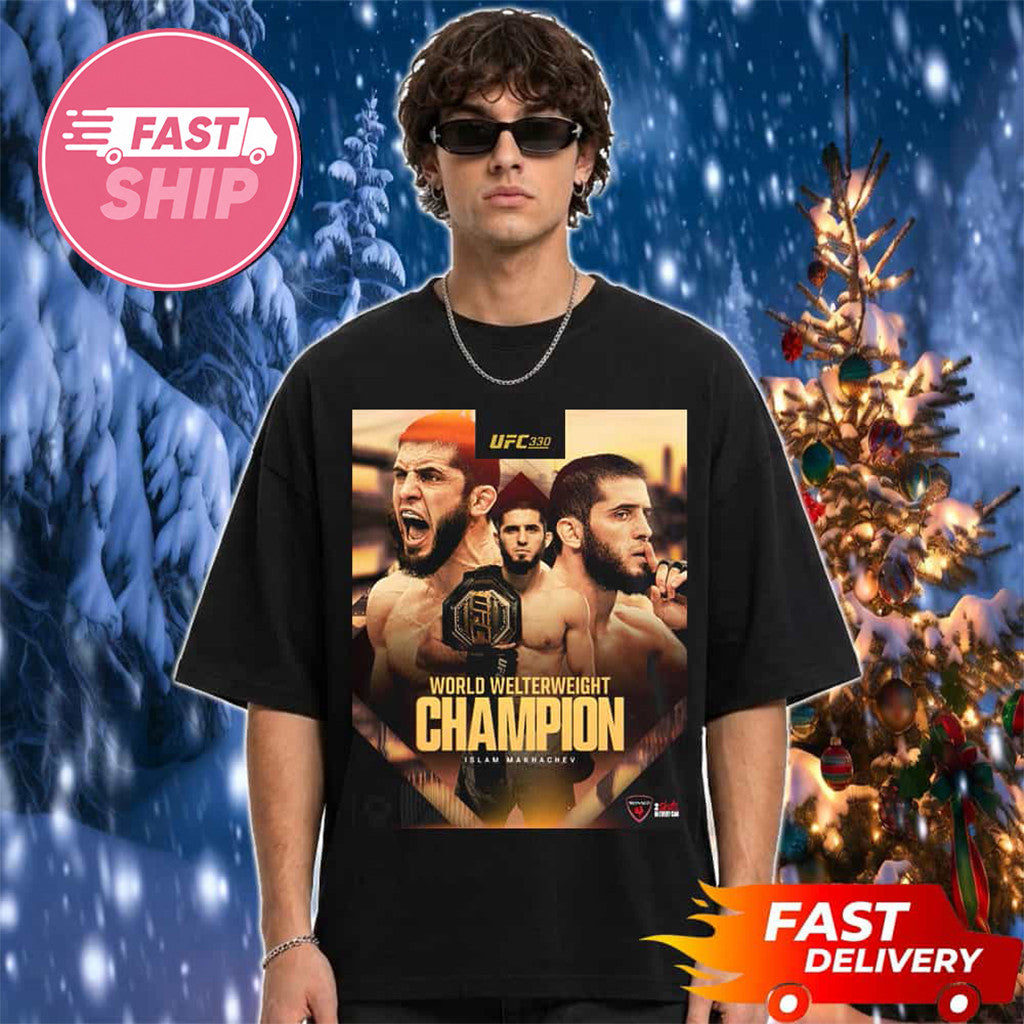Islam Makhachev UFC 330 World Welterweight Champion 2026 T-Shirt Islam Makhachev Merch - Merchluma
