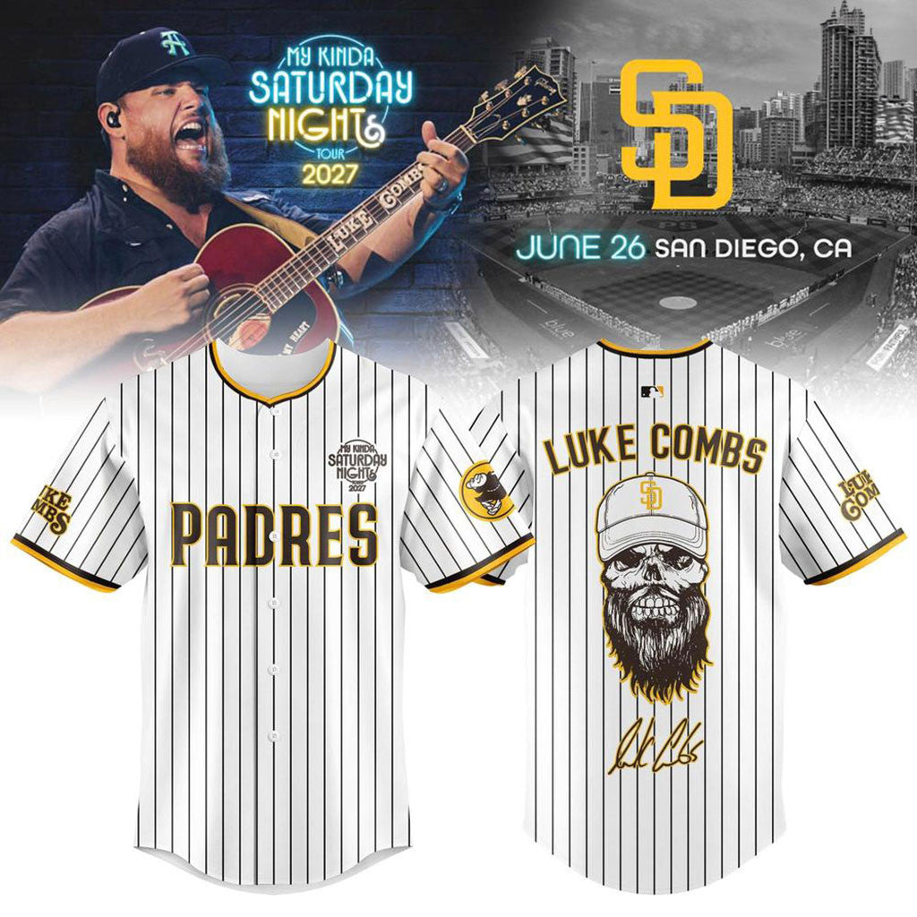 Luke Combs x San Diego Padres My Kinda Saturday Night Tour 2027 Baseball Jersey SD Padres Merch - Merchluma