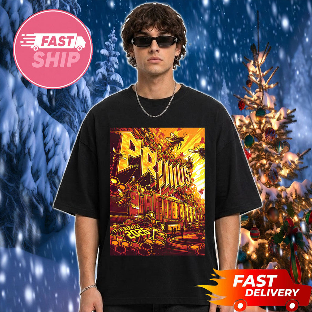Primus Merch Manchester UK 2026 Event Poster At O2 Victoria Warehouse On August 17 2026 T-Shirt - Merchluma