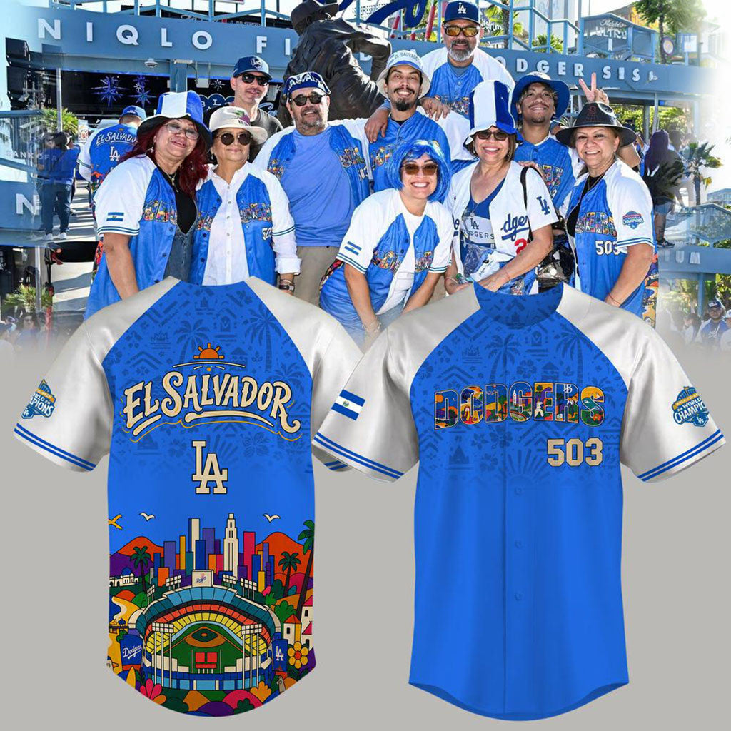 Los Angeles Dodgers 2026 Salvadoran Heritage Night Baseball Jersey Dodgers Merch Fans Gifts - Merchluma