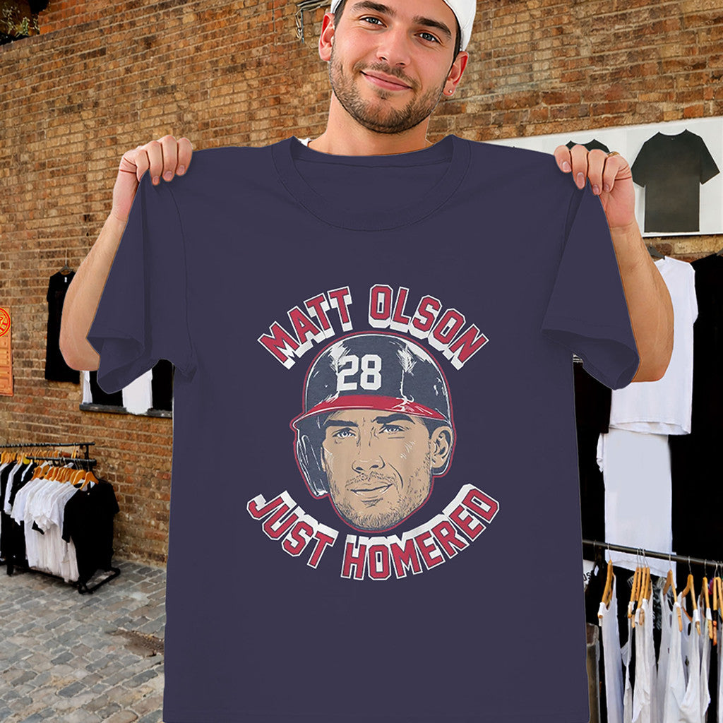 Matt Olson Just Homered Shirt Atlanta Braves Home Run Face Tee Braves Merch Fans Gifts - Merchluma