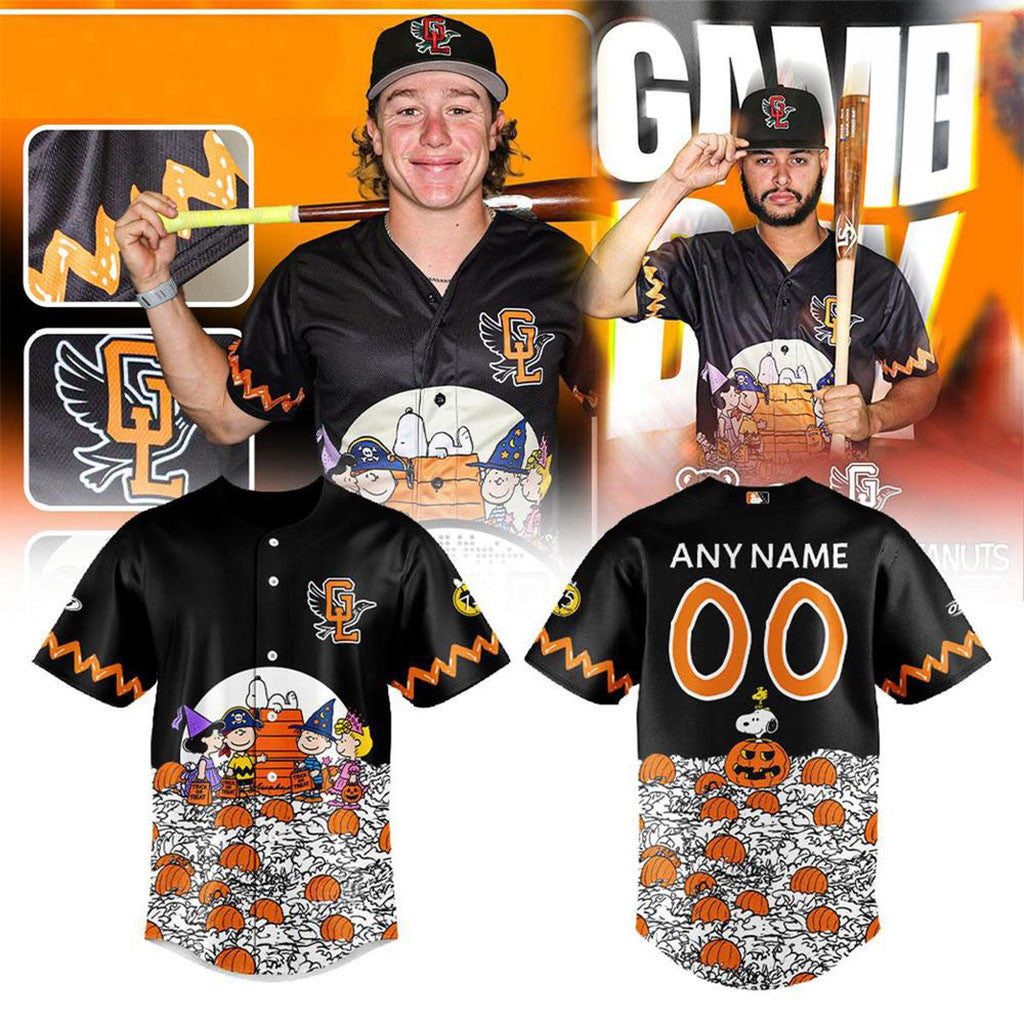 Custom Great Lakes Loons x Peanuts Halloween 2026 Baseball Jersey GL Loons Merch Fans Gifts - Merchluma