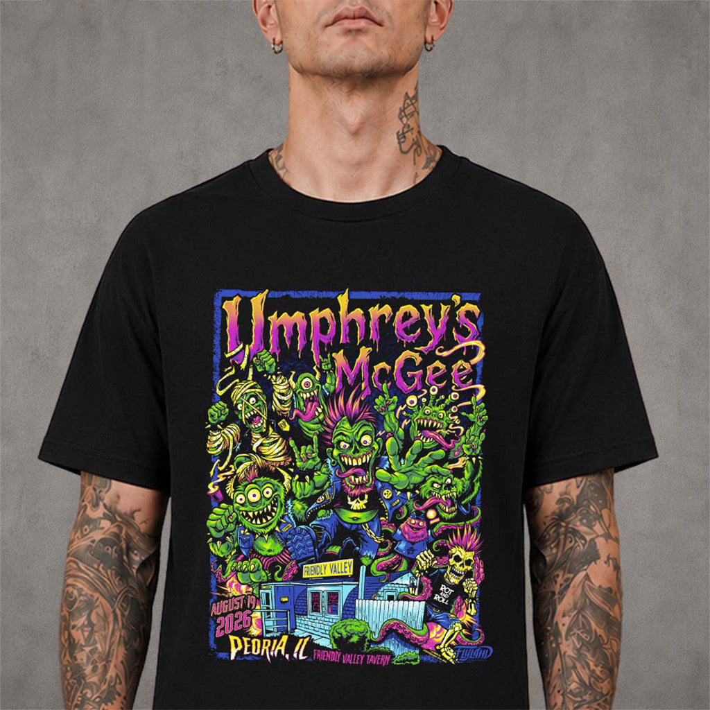 Umphrey's McGee Merch Peoria IL 2026 Poster Live At Friendly Valley On August 19 2026 T-Shirt - Merchluma