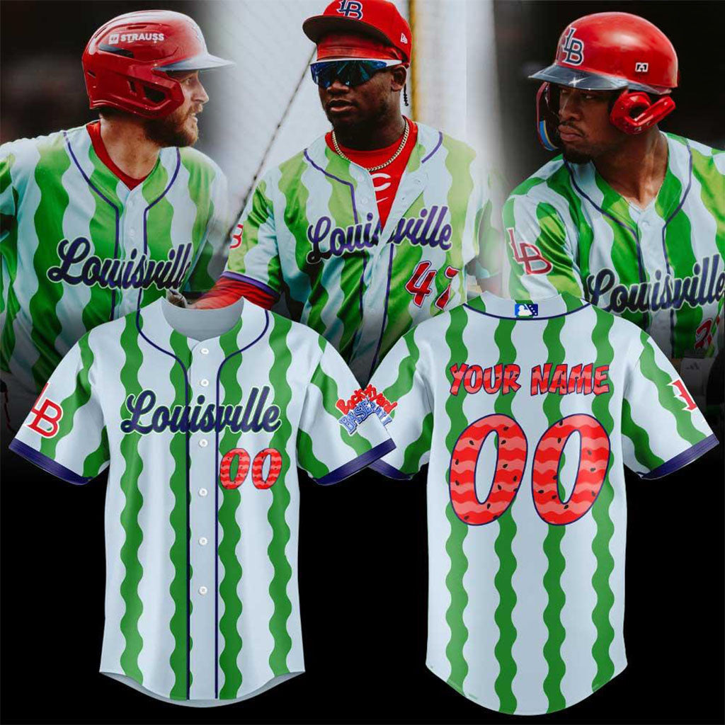 Custom Louisville Bats x Backyard Baseball Melonheads Baseball Jersey Louisville Bats Merch - Merchluma