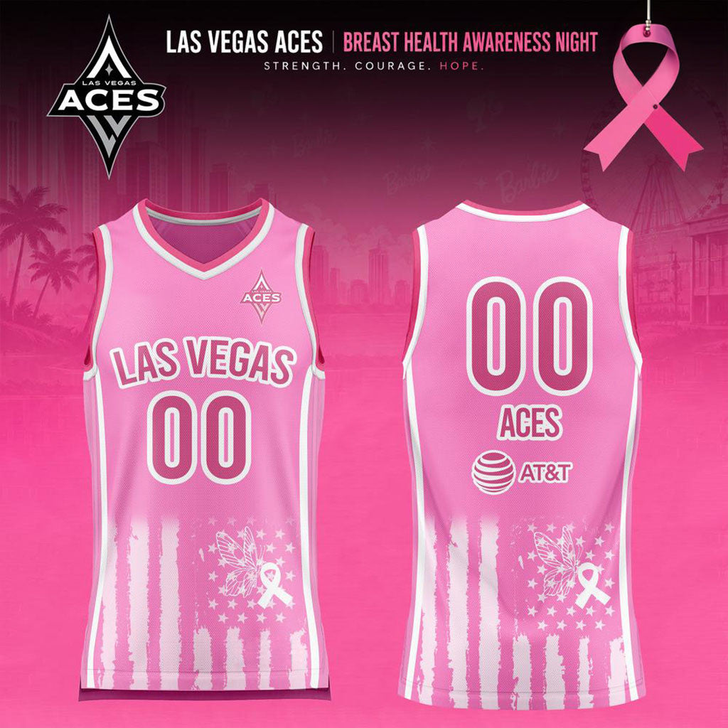 Custom Las Vegas Aces x Breast Health Awareness Night 2026 Basketball Jersey LV Aces Merch - Merchluma