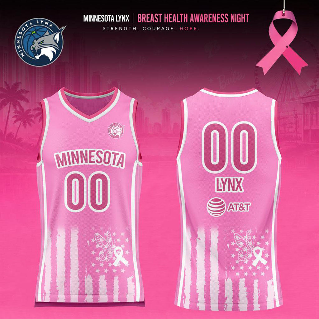 Custom Minnesota Lynx x Breast Health Awareness Night 2026 Basketball Jersey Minnesota Lynx Merch - Merchluma