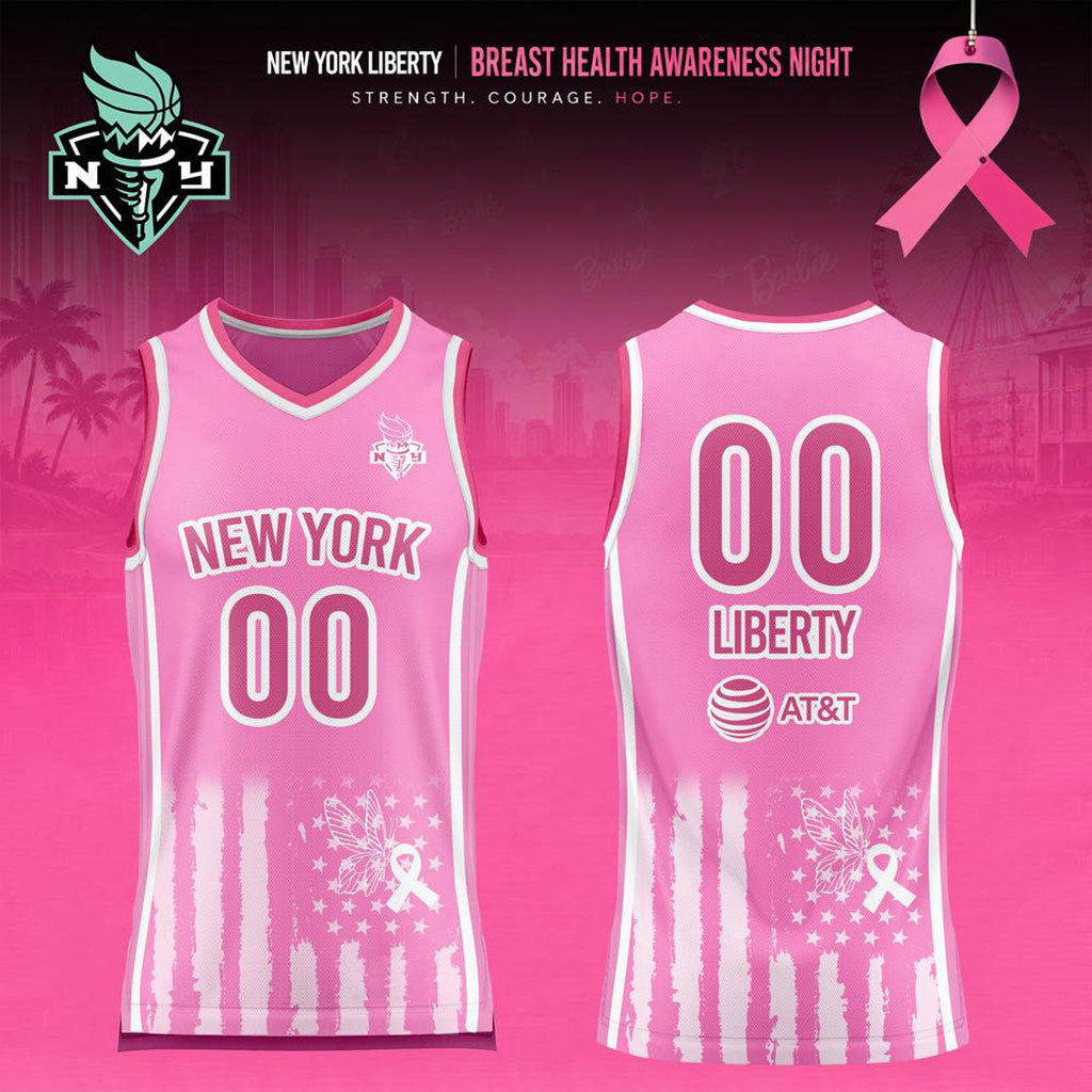 Custom New York Liberty x Breast Health Awareness Night 2026 Basketball Jersey NY Liberty Merch - Merchluma