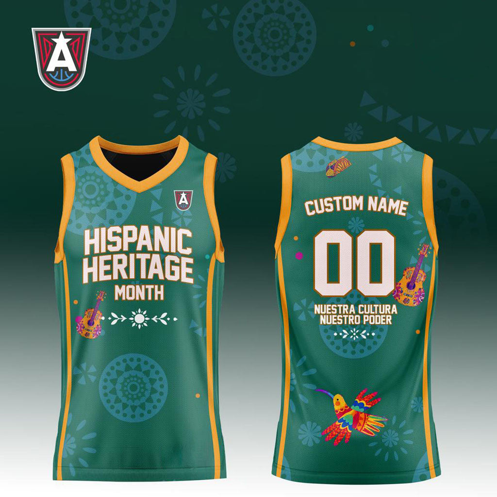 Custom Atlanta Dream x Hispanic Heritage Month Green Basketball Jersey Atlanta Dream Merch - Merchluma