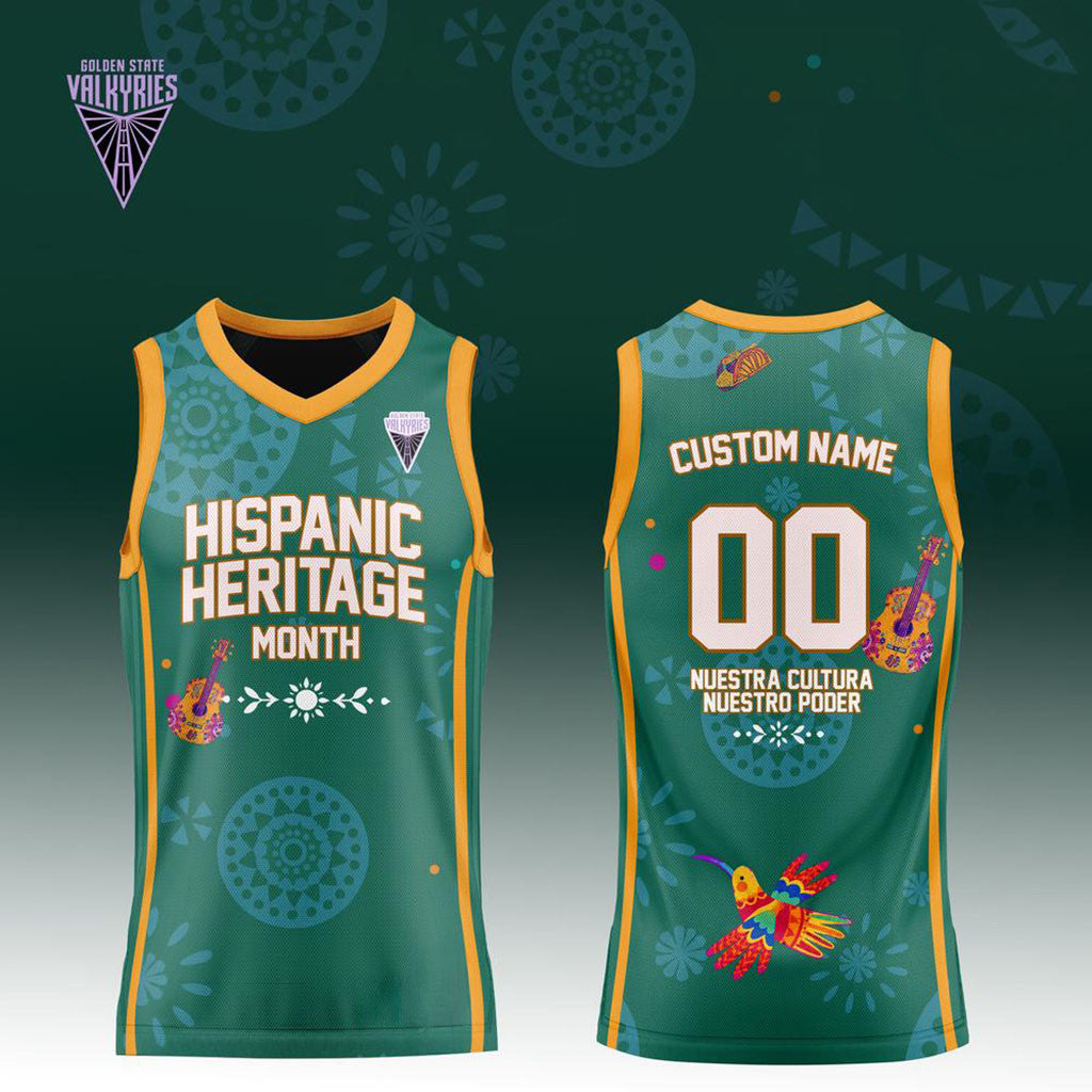 Custom GS Valkyries x Hispanic Heritage Month Green Basketball Jersey Valkyries Merch Fans Gifts - Merchluma