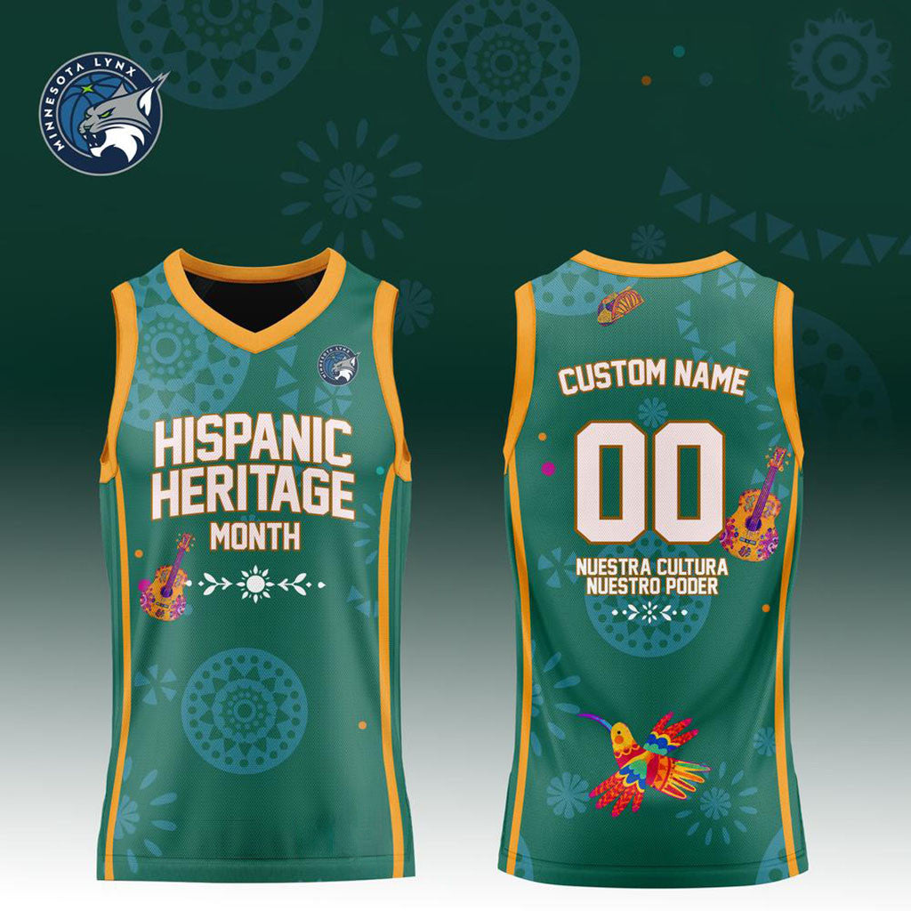 Custom Minnesota Lynx x Hispanic Heritage Month Green Basketball Jersey Minnesota Lynx Merch - Merchluma