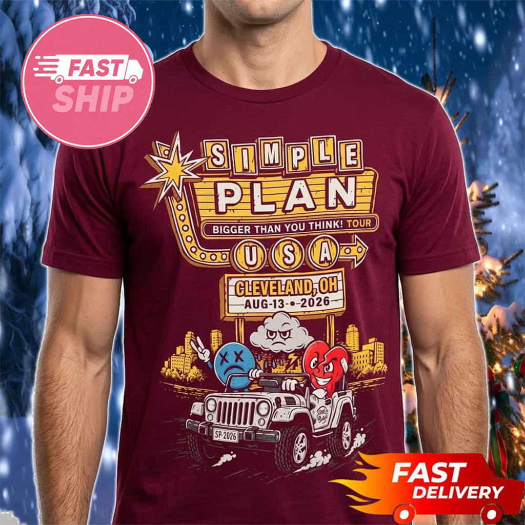 Simple Plan Cleveland OH Bigger Than You Think Tour T-Shirt Simple Plan Merch Fans Gifts - Merchluma
