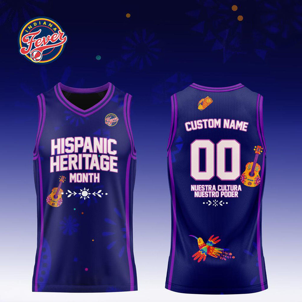 Custom Indiana Fever x Hispanic Heritage Month Purple Basketball Jersey Indiana Fever Merch - Merchluma