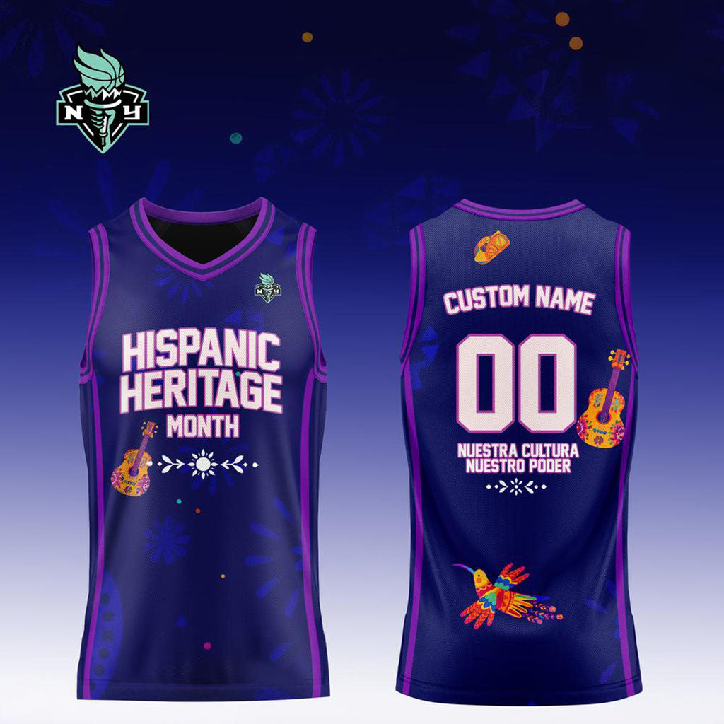 Custom New York Liberty x Hispanic Heritage Month Purple Basketball Jersey NY Liberty Merch - Merchluma