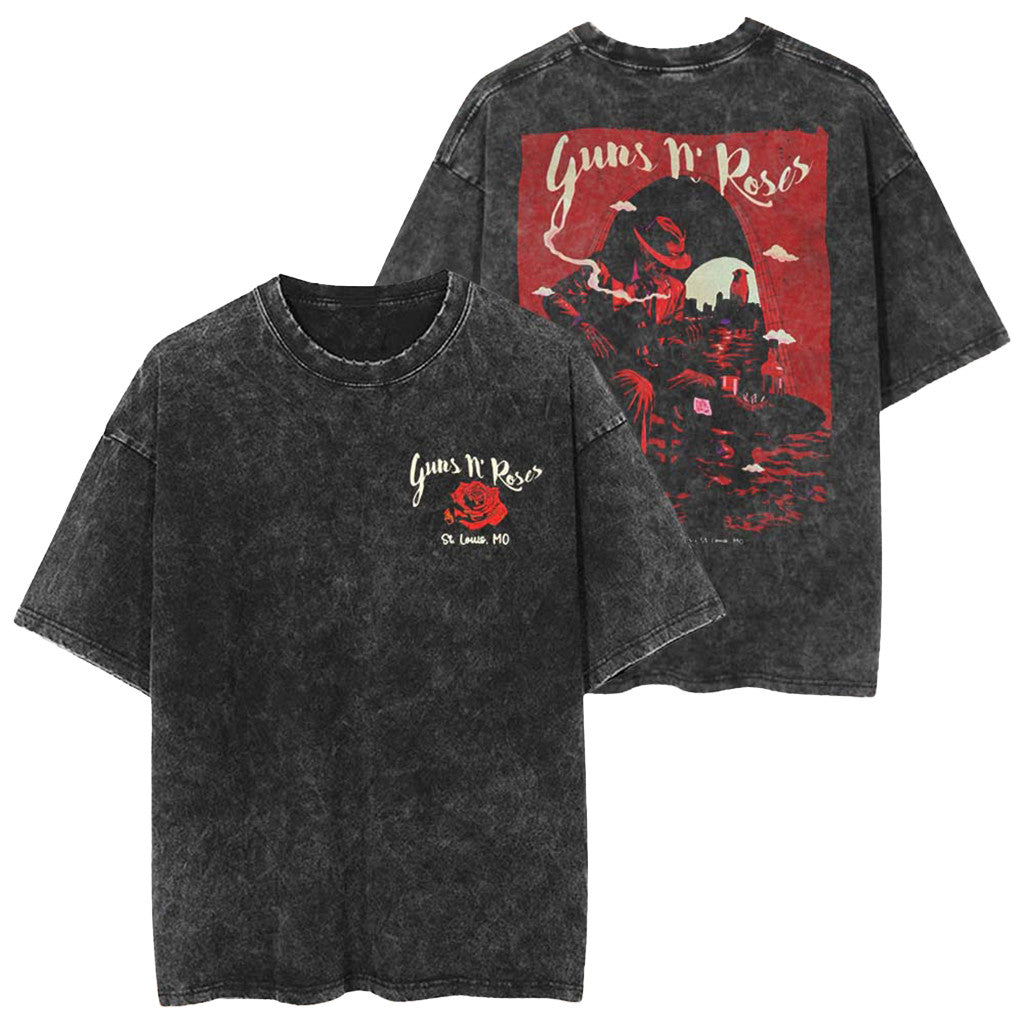 Guns N Roses Merch St Louis MO 2026 At Busch Stadium On August 16 2026 Washed T-Shirt Black - Merchluma