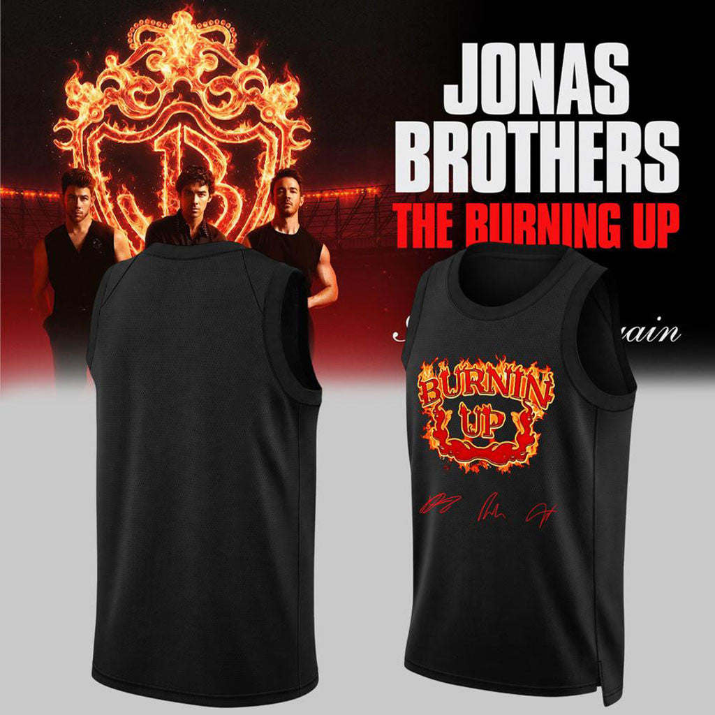 Jonas Brothers Merch The Burning Up Tour All Over Again 2026 Basketball Jersey Black Fan Clothes - Merchluma