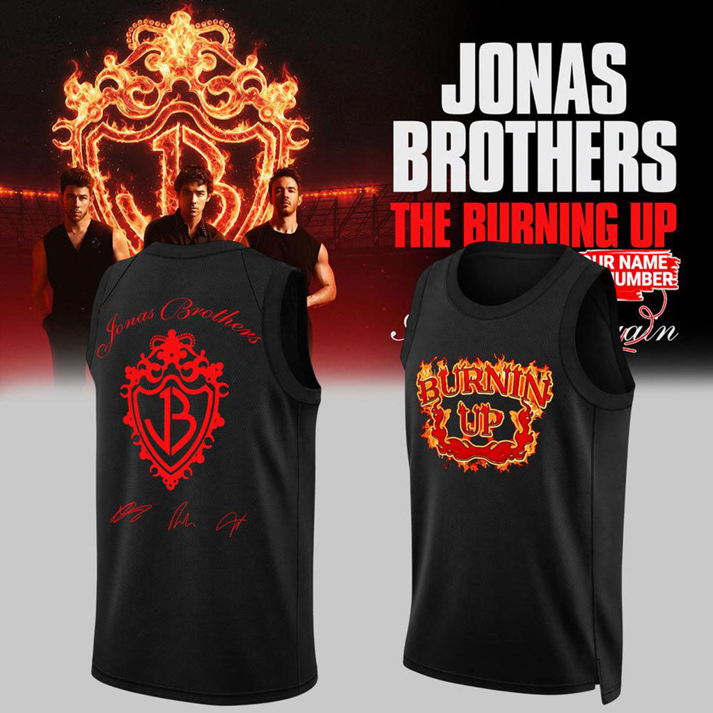 Jonas Brothers Merch The Burning Up Tour All Over Again 2026 Basketball Jersey Black Fan Gear - Merchluma