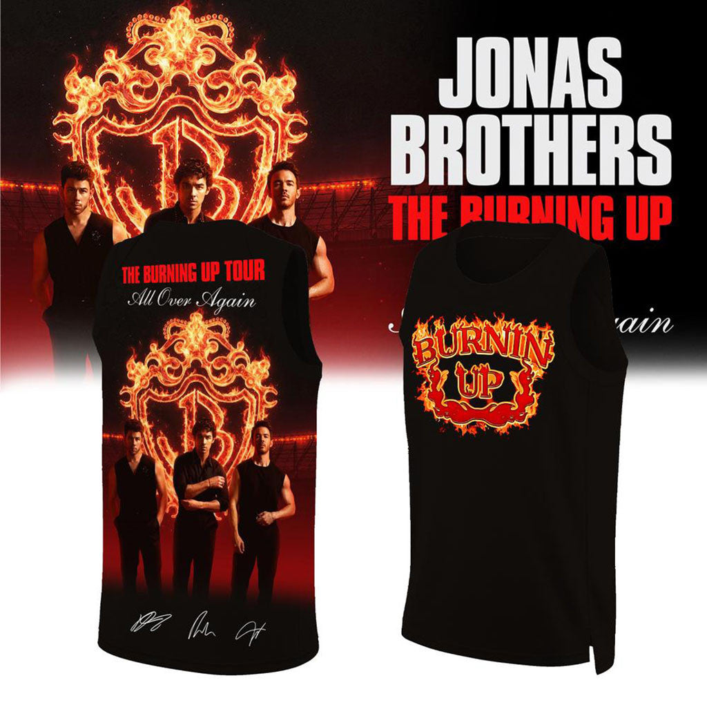 Jonas Brothers Merch The Burning Up Tour All Over Again 2026 Basketball Jersey Black Him Gifts - Merchluma