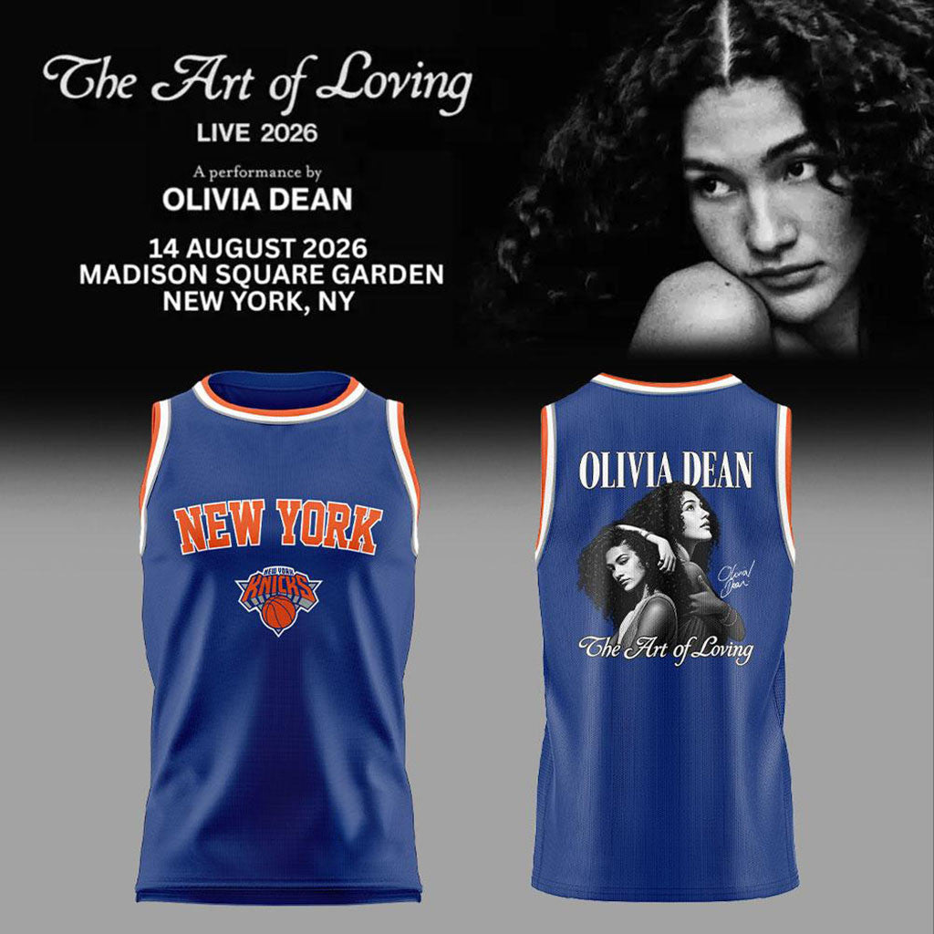 Olivia Dean x New York Knicks The Art of Loving Live 2026 Basketball Jersey Olivia Dean Merch - Merchluma