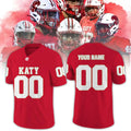 Custom Katy Tigers High School Football Jersey Red Katy Tigers Merch Presents For Football Fans - Merchluma