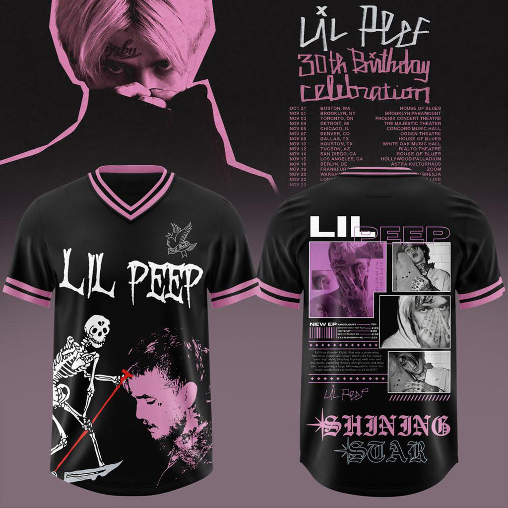 Lil Peep 30th Birthday Celebration 2026 Tour V-Neck Jersey Lil Peep Merch Gifts For Rapper Fans - Merchluma