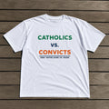 Catholics Vs Convicts Shirt White Notre Dame Fighting Irish x Miami Hurricanes Merch - Merchluma
