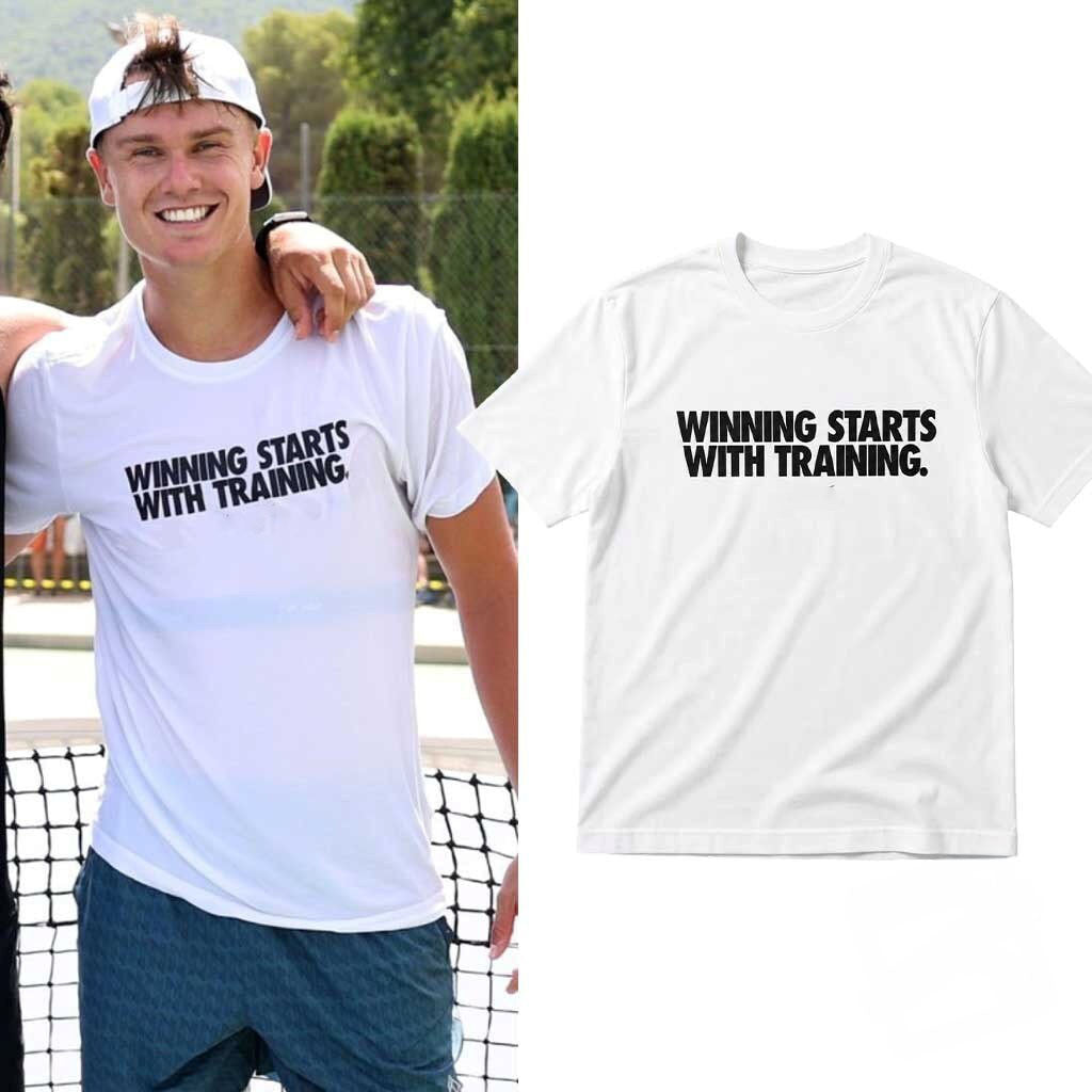 Holger Rune Winning Starts With Training Shirt Holger Rune Merch Gifts For Tennis Fans - Merchluma