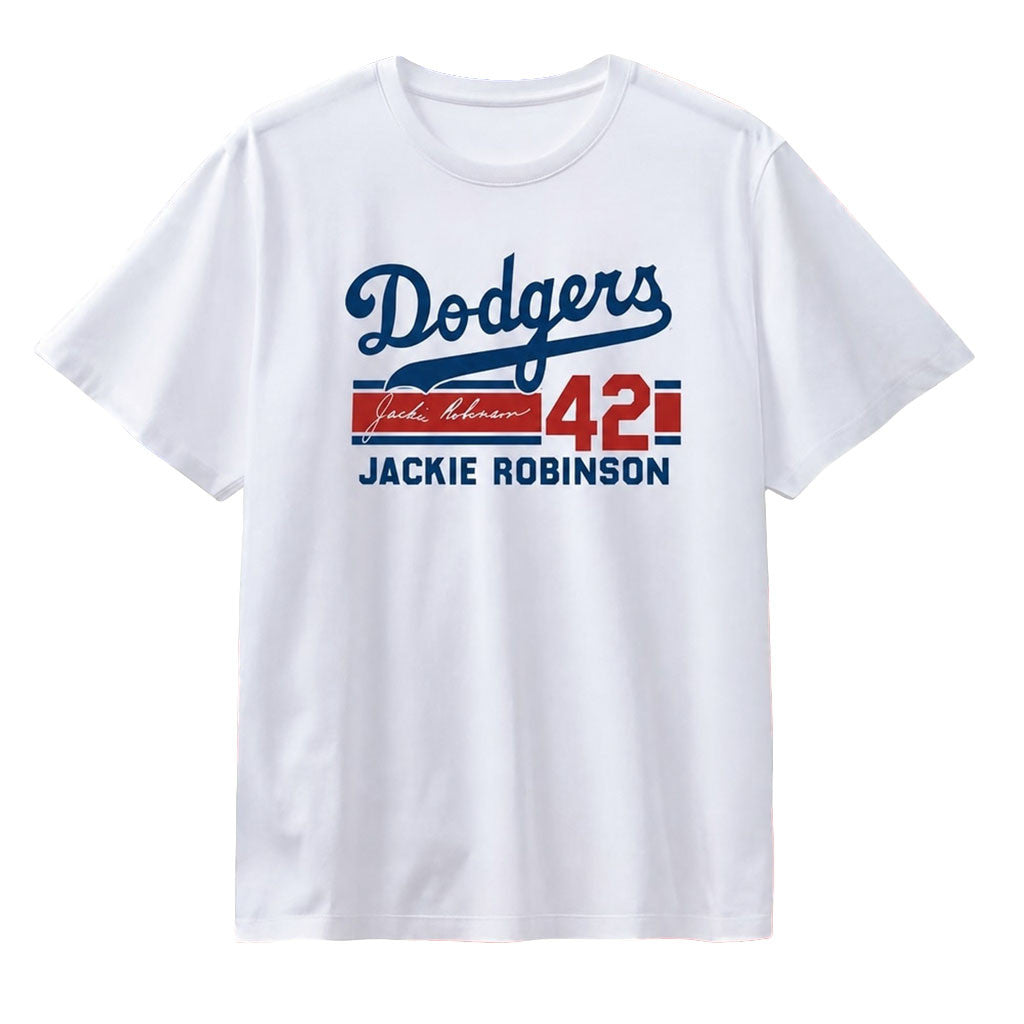 Jackie Robinson Los Angeles Dodgers 42 Signature T-Shirt LA Dodgers Merch Gifts For Fans - Merchluma